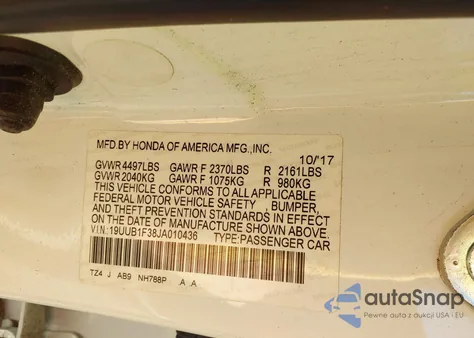 2018 Acura Tlx from USA, damaged, VIN 19UUB1F38JA010436